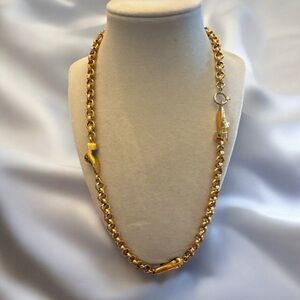 Salvatore Ferragamo Elegant Goldtone Shoe Charm Chain Necklace